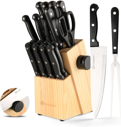 19-piece Knife Set, German Steel, Durable, Dishwasher-safe, Kitchen Knife Set With Built-in Sharpener For Chopping, Slicing, Dicing And Cutting