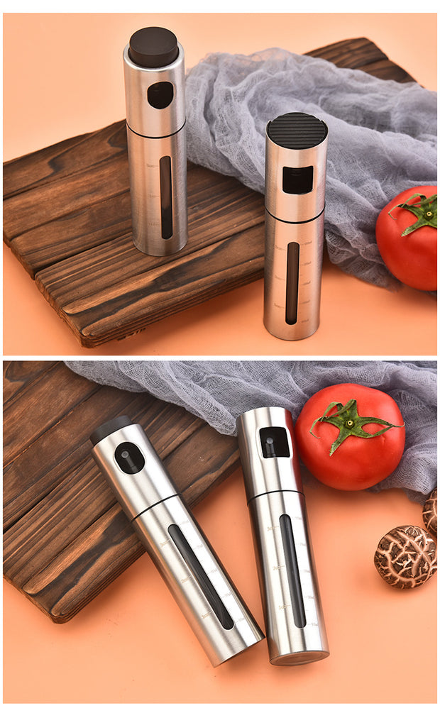 Stainless Steel Oil Sprayer Bottle - Household Press-Type Atomizing Oil Sprayer, Olive Oil Bottle, Kitchen Barbecue Oil Sprayer Pot