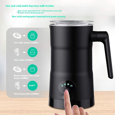 Automatic milk frother with non-stick coating and four functions for hot and cold foaming, perfect electric milk frother.
