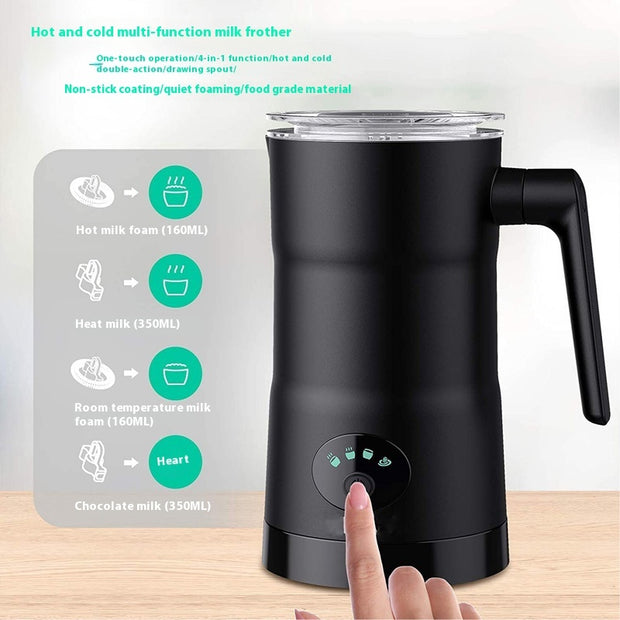 Automatic milk frother with non-stick coating and four functions for hot and cold foaming, perfect electric milk frother.