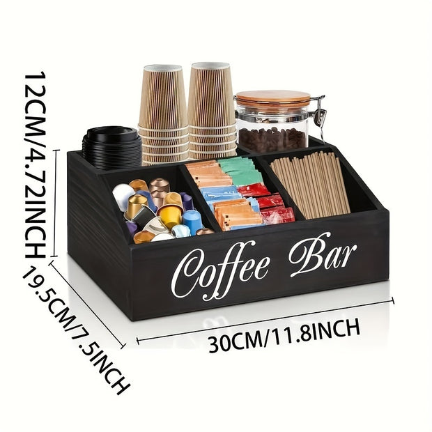 Durable Wooden Divider Coffee Capsule Organizer, Suitable For Coffee Shops, Kitchens, And Offices, Coffee Bar Accessories, Kitchen Accessories.