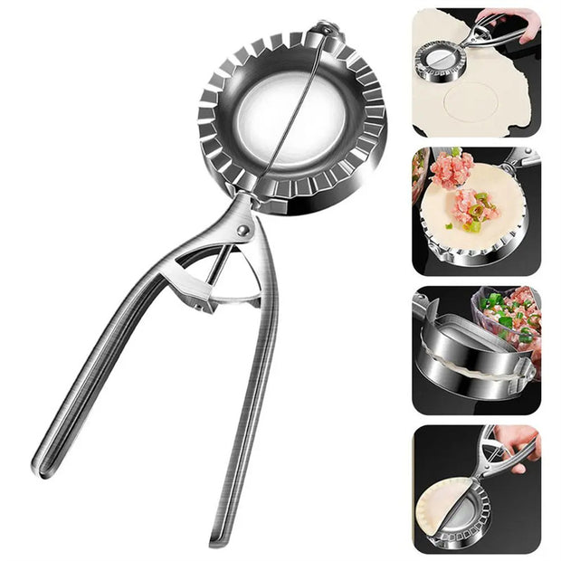 Kitchen dumpling mold stainless steel pressing tool for perfect compact dumplings, easy to use for home baking.